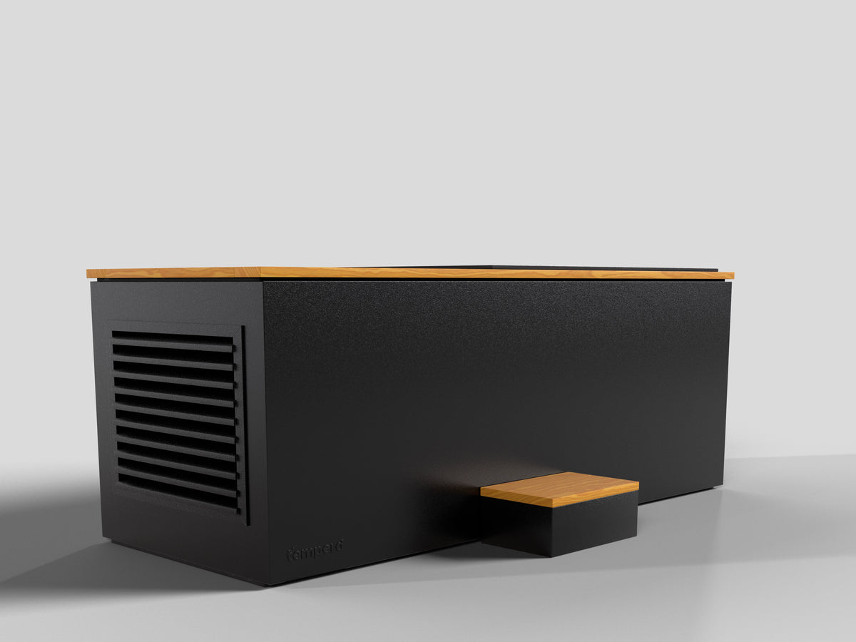 Temperd Commercial Cold Plunge in Teak with Obsidian Black base
