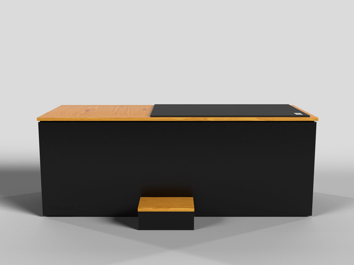 Temperd Commercial Cold Plunge in Teak with Obsidian Black base