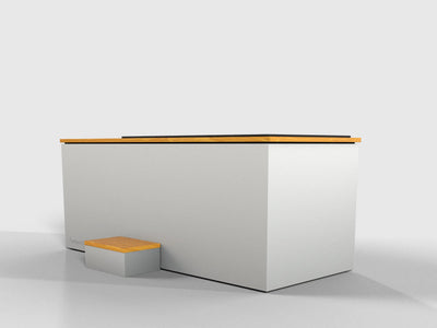 Temperd cold plunge in Teak with Serenity White base